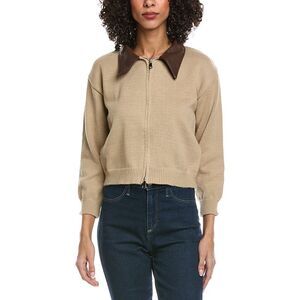Madison Miles Womens Knit Zip Cardigan, Tan